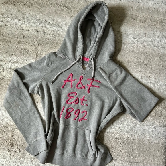 ♡ Y2K 2000s Abercrombie & Fitch Gray and Pink Hoodie ♡ - Picture 2 of 4